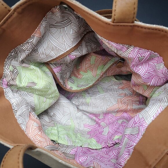 The Sak Ladies Dark Tan & Beige Glitter Genuine Leather Handbag or Crossbody - Picture 7 of 11